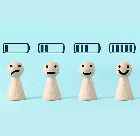 Blocks with a battery charge above them